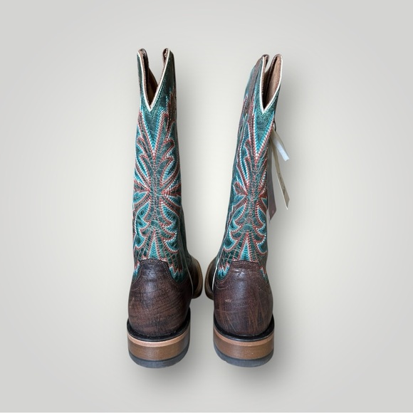 Ariat Sting Brown and Teal Western Cowboy Boots Men’s 8 EE (Double Wide) - Picture 4 of 10